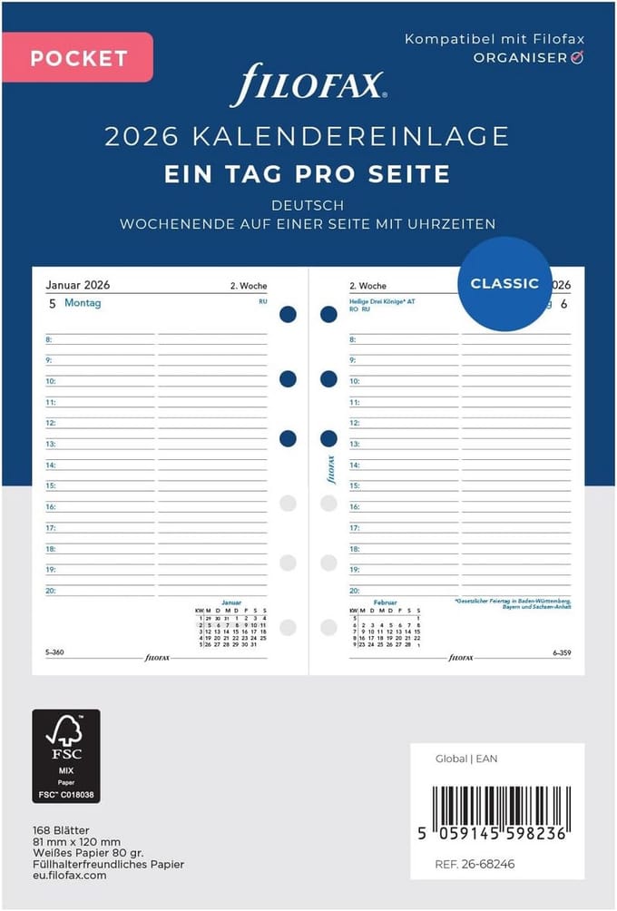 Planner Zakformaat Dagindeling 2026 (Duits)