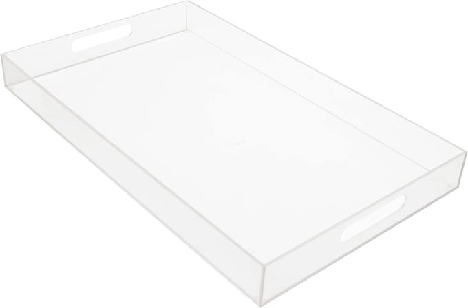 Famanu – Extra groot acryl dienblad met handvatten – Koffie- en thee organizer – Transparant