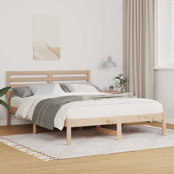 vidaXL - Bedframe - met - hoofdeinde - Bruin - 120 - x - 200 - cm - Massief - grenenhout