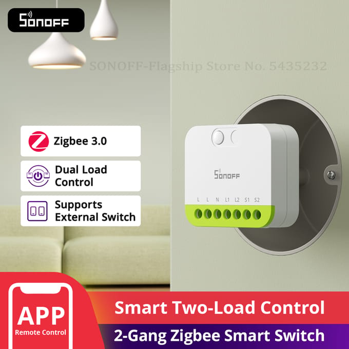 SONOFF MINI-ZB2GS MINI DUO 2-voudige Zigbee Smart Switch Dual Load Control Zigbee 3.0-compatibiliteitssignaal met meerdere Zigbee Hub