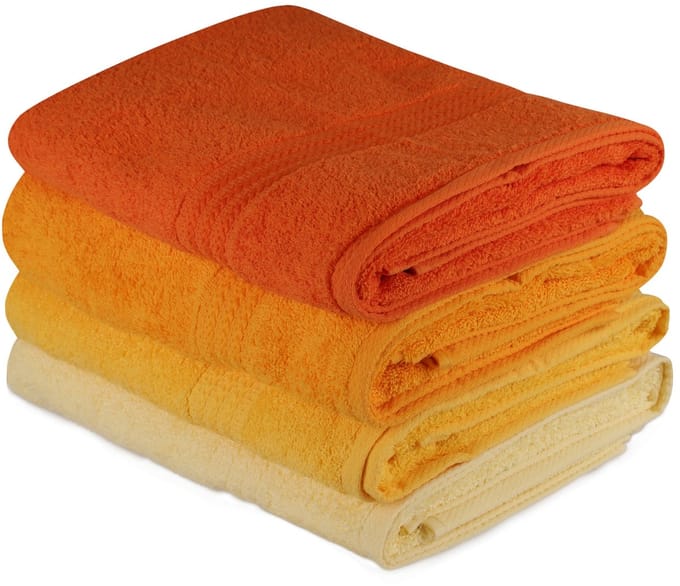 Asir – badhanddoekset (4 stuks) - lichtgeel - 100% katoen - 70 x 140 cm