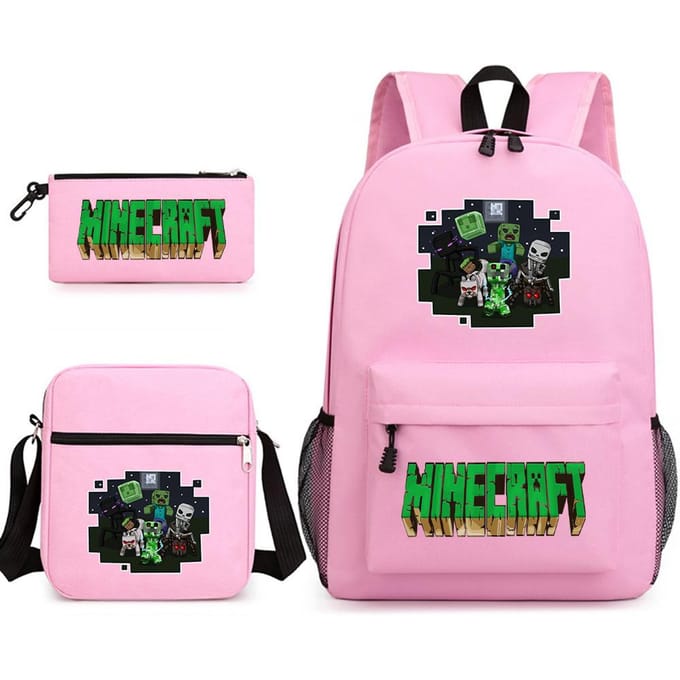 Minecraft Schooltas Game Merchandise Student Grote Capaciteit Print Drie Delige Schooltas Mannen En Vrouwen Three-piece set