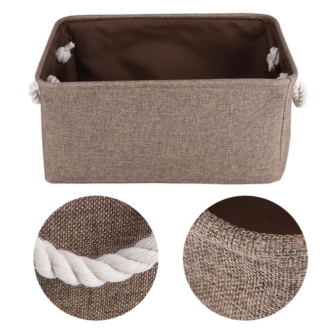 Opvouwbare Stoffen Opbergbak Mand Speelgoed Kleding Handdoek Wasbox Container Bruin L black