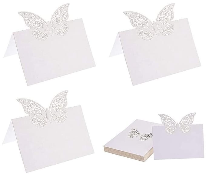 Dailygoody - Witte Vlinderkaarten - Lasergesneden Tafelkaarten - 20
