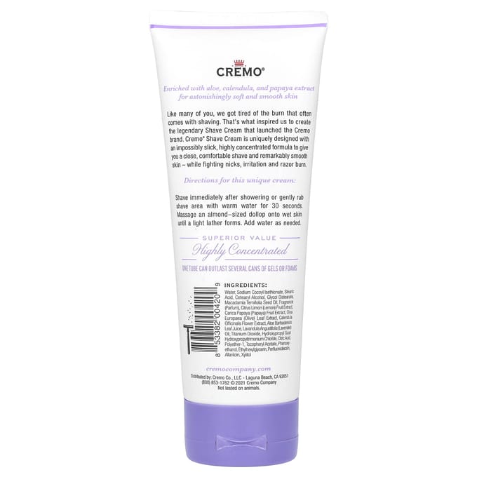 Cremo, Crème à Raser, Lavande Française, 6 fl oz (177 ml) white