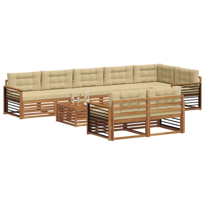 vidaXL - Buiten - bank - set - 9 - st - Natuurlijk - en - Beige