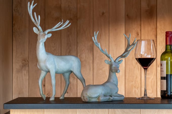 J-Line decoratie Hert Liggend - polyresin - grijsblauw