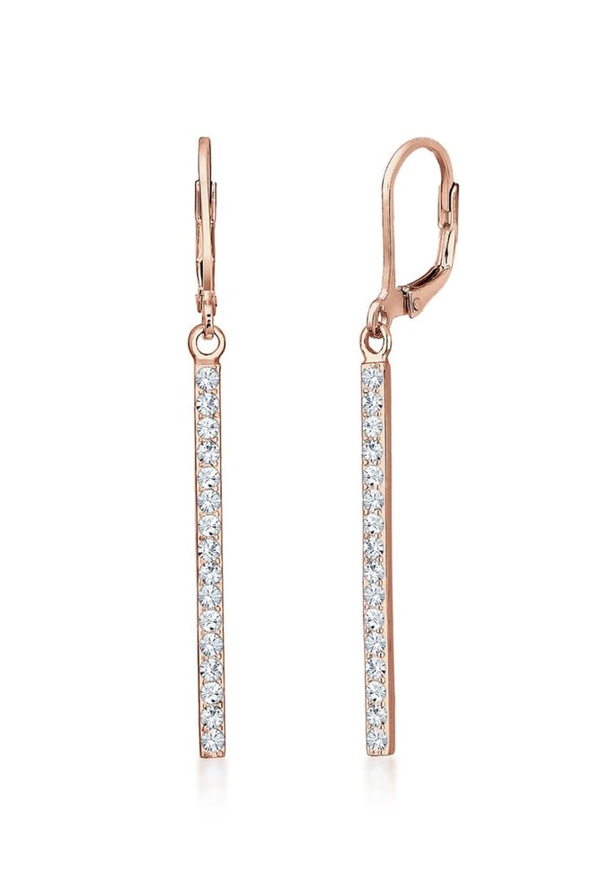 Elli Dames Oorbellen Geo-Staaf Sparkling Kristallen 925 Zilver