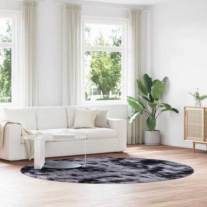 vidaXL - Hoogpolig - vloerkleed - NAVARRA - 240x240 - cm - polyester - donkergrijs