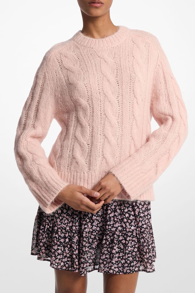 Michael Kors Cable Knit Crew Sweater In Rosewater Pink Maat: S | Sweaters Outlet | Dames | Roze