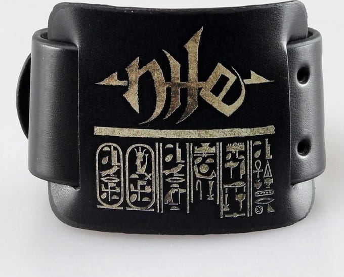 Nile - Logo & Hieroglyphs - Leren Polsband