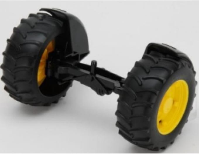 Bruder - Vooras - Gele velgen -kompleet voor Case-Deutz-MF - 42050 - Schaal 1:16