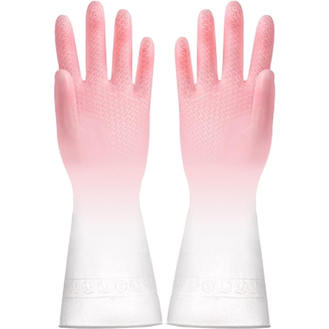 Gants de Cuisine Réutilisables Ajustés Multifonctionnels Vaisselle Nettoyage Imperméables Durables Ménagers rose