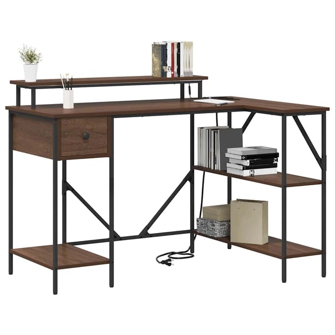 vidaXL - Bureau - Bruin - Eiken - 120 - x - 79 - x - 86,5 - cm - Bewerkt - hout