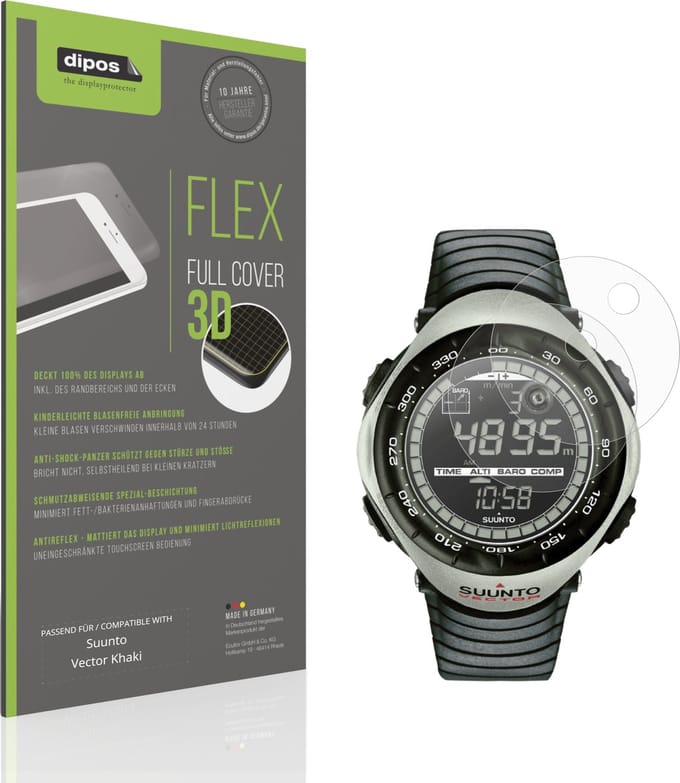 dipos FLEX – 2x Matte Screenprotector geschikt voor Suunto Vector Khaki | Volledige Schermbescherming | Case-Friendly