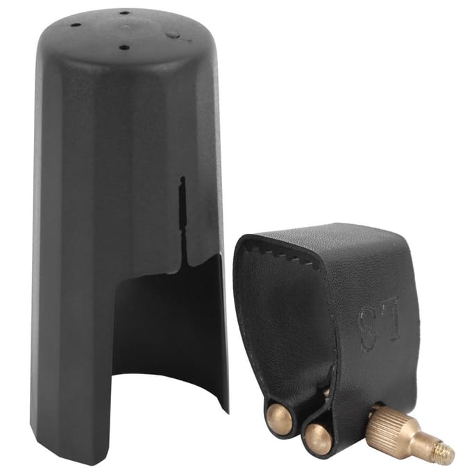 Altsaxofoon Ligatuur Dop Sluitingen PU Leer Plastic Mondstuk Clip Accessoires black