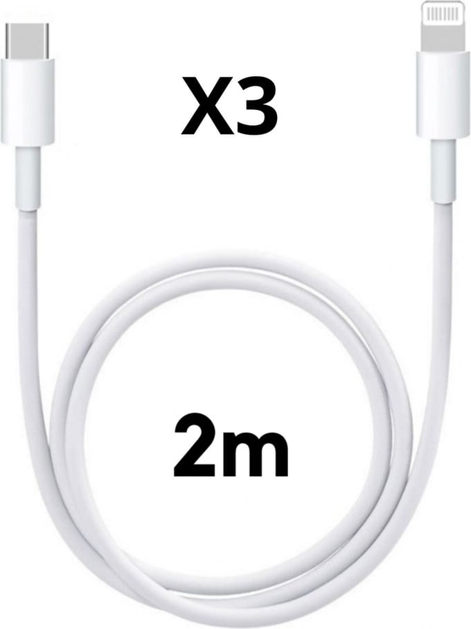 3x Lightning naar USB C Kabel Wit - 2 meter - Oplaadkabel voor iPhone 14 / 14 PLUS / 14 PRO / 14 PRO MAX / 13 / 13 MINI / 13 PRO / 13 PRO MAX
