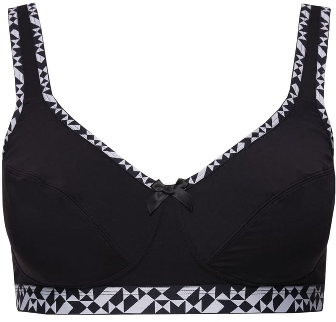Ulla Popken - Dames - Softbeha tekst zonder beugels - Zwart - Maat 85D