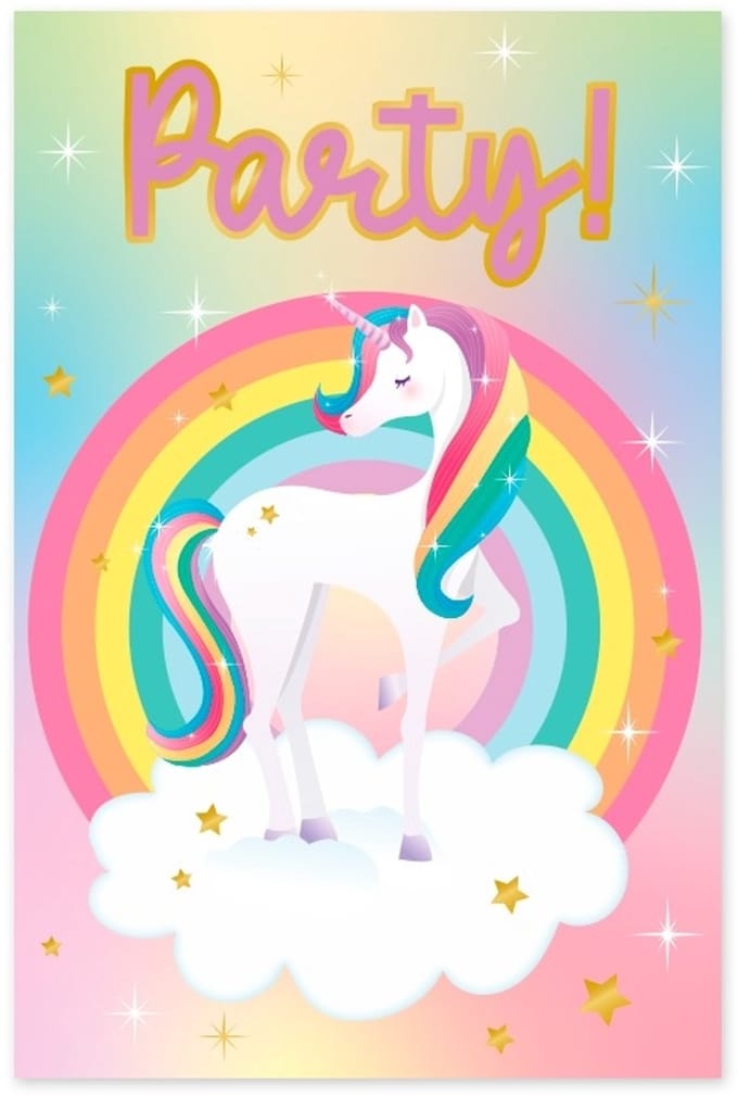 Uitnodigingskaarten unicorn | 6 stuks