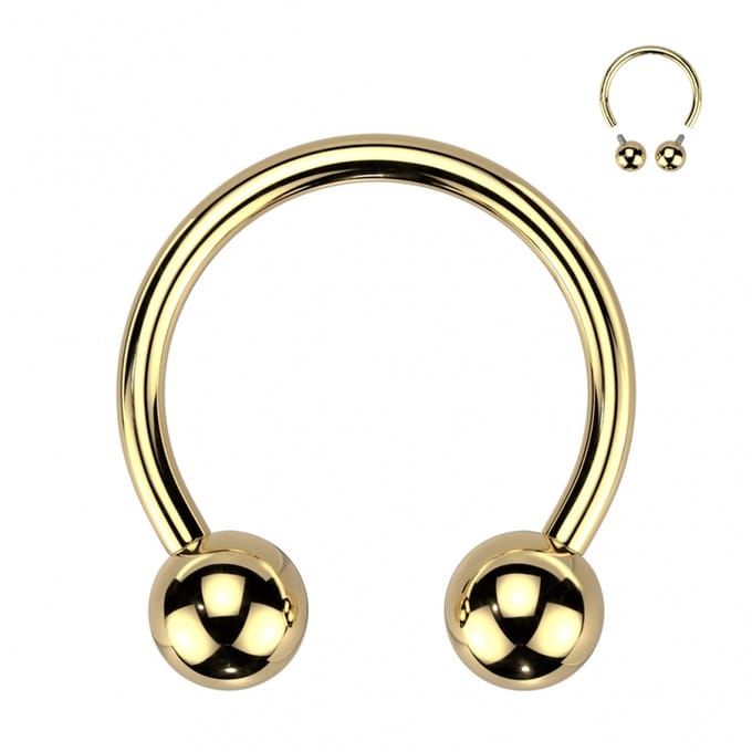 Piercing titanium horseshoe rond basis 10x16 - goud - LMPiercings