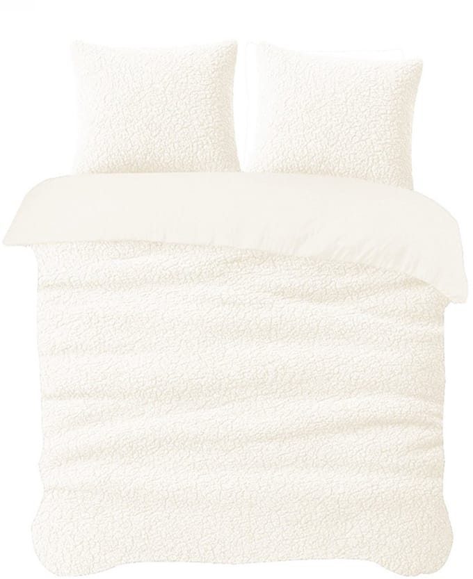 iSleep Dekbedovertrek Teddy - Eenpersoons - 140x200/220 cm - Creme