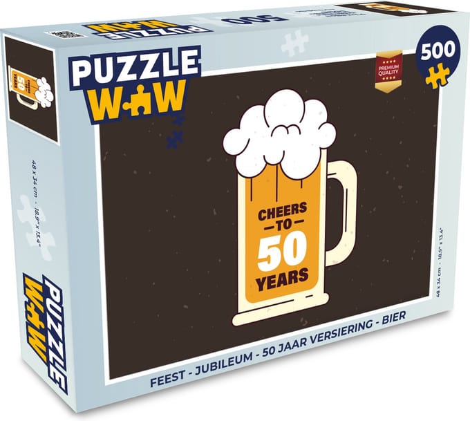 Puzzel Feest - Jubileum - 50 Jaar versiering - Bier - Legpuzzel - Puzzel 500 stukjes