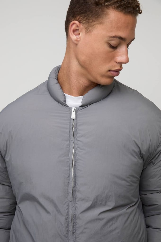 Lange Mono Gevoerde Oversized Bomberjack | Grey | Size Medium