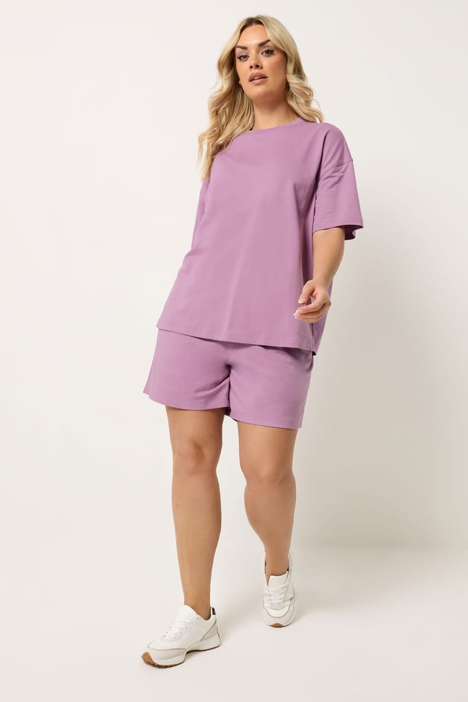 Yours Set Paars Sweatshirt En Korte Broek Size 54-56