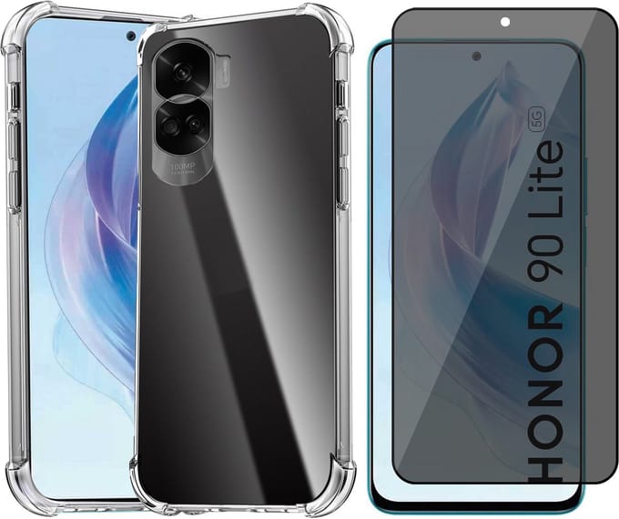 Hoesje geschikt voor Honor 90 Lite - Privacy Screenprotector Volledig Dekkend Glas - Shockproof Transparant