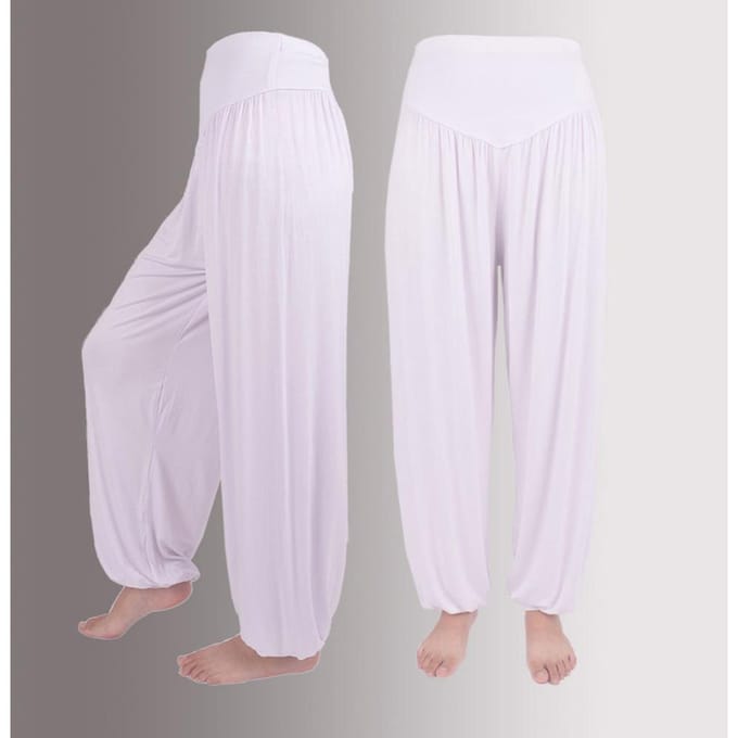 Dames sportmode elastische losse modal katoen zachte yoga dans harembroek XXL white