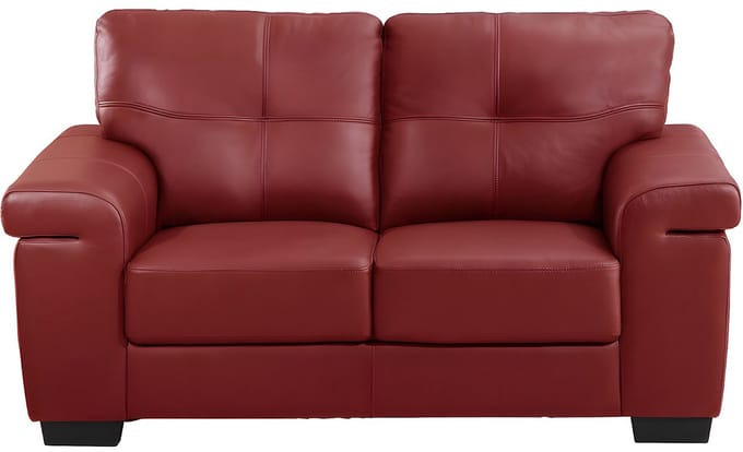 Vente-unique Tweezitsbank van leer HAZEL - Rood