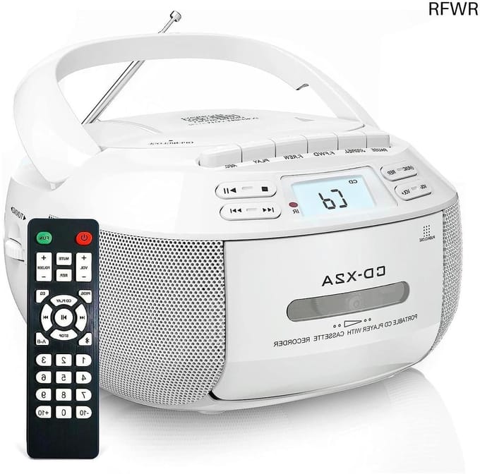 RFWR® Draagbare cd-speler met Bluetooth, FM-radio, USB, AUX en cassettefunctie