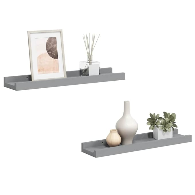 vidaXL - Fotoplanken - 2 - st - 40x9x3 - cm - MDF - grijs