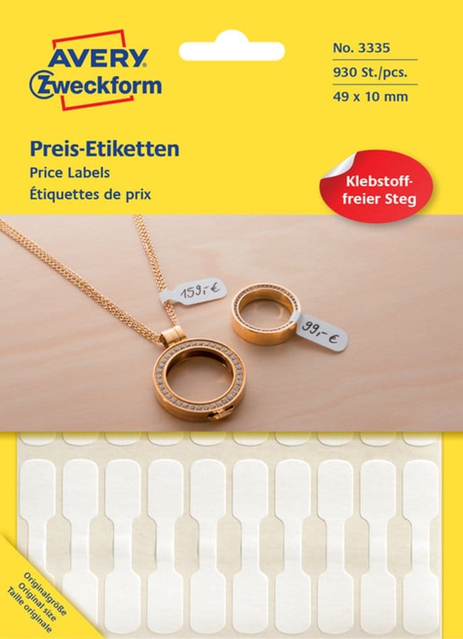 Huismerk Avery 3335 Handmatige Etiket 49x10mm Wit
