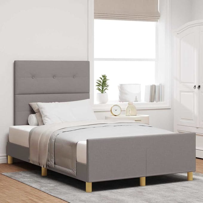 vidaXL - Bedframe - met - hoofdeinde - Taupe - 120 - x - 190 - cm - Stof