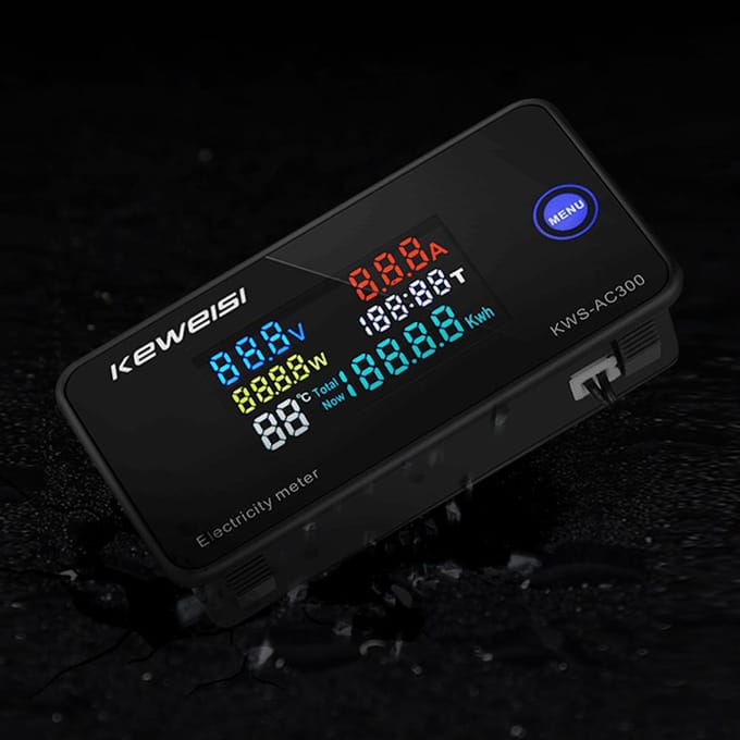 AC50-300V Digitale Voltmeter Ampèremeter Vermogen Stroom Spanning Temperatuur Vochtigheidsmeetapparaat 3 veelkleurig