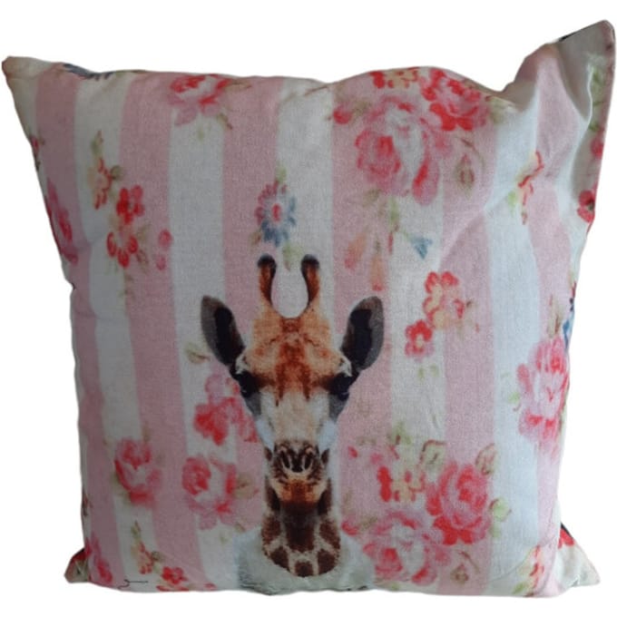 Furnilux Sierkussens - 45x45 cm - Set van 2 - Girafprint - Roze