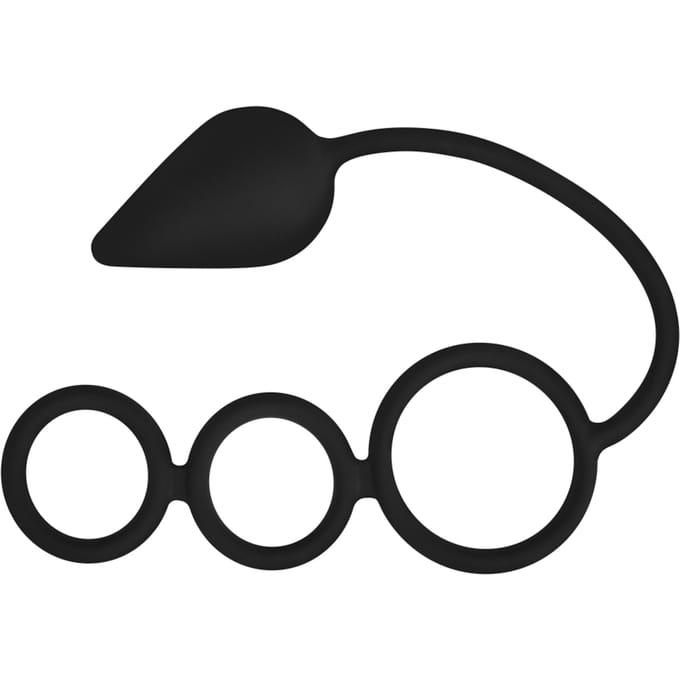 Rimba - Siliconen Cockring Met Buttplug Ø 46 mm M/L