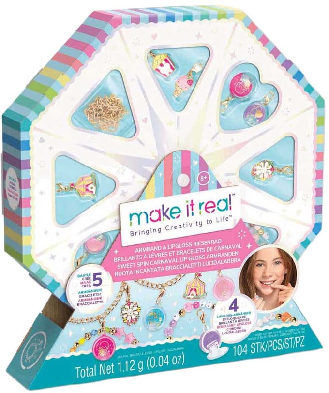 Hobbydoos, Make it Real, Sweet spin, lipgloss en armband kit Opmaken en sieraden