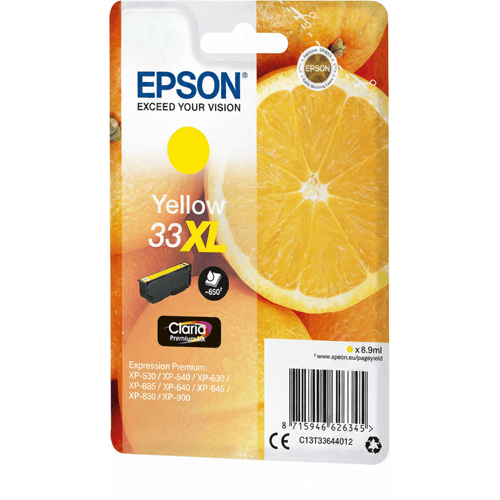 Epson Printers & Ink - Epson Oranges 33XL Claria Premium Inktcartridge, Geel, Enkelverpakking voor hoogwaardige afdrukken