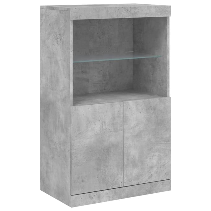 vidaXL - Dressoir - met - LED-verlichting - 60,5x37x100 - cm - betongrijs