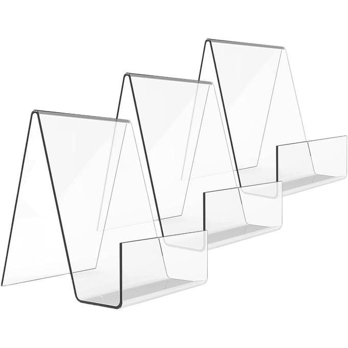 3 Pièces Chevalet d'Exposition Acrylique Transparent Support Tablette Support Livre Serre-Livres de Bureau Porte-Revues transparent