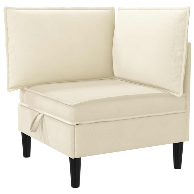 vidaXL - Hoek - Sofa - met - Opbergruimte - Crèmekleurig - Fluweel