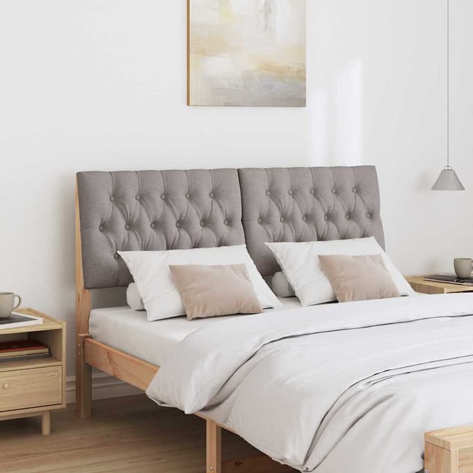 vidaXL - Gestoffeerd - hoofdbord - Taupe - 150 - cm - Massief - grenenhout