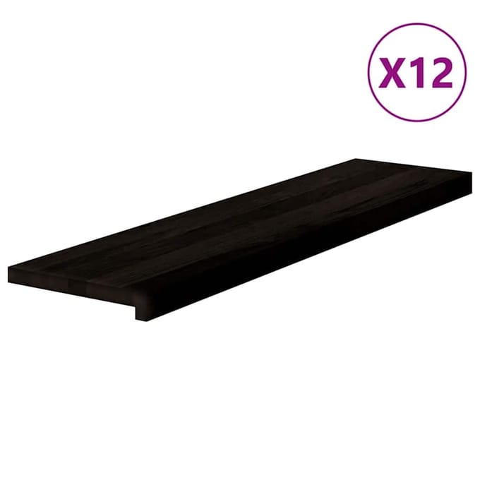 vidaXL - Traptreden - 12 - st - 100x25x2 - cm - massief - eikenhout - bruin-zwart
