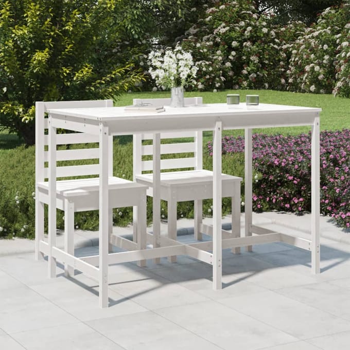 vidaXL - Tuintafel - 159,5x82,5x110 - cm - massief - grenenhout - wit
