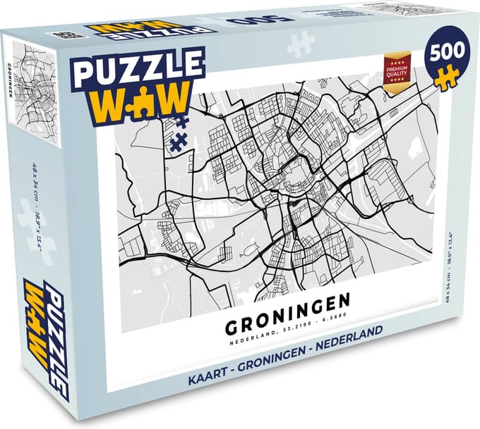 Puzzel Kaart - Groningen - Nederland - Legpuzzel - Puzzel 500 stukjes