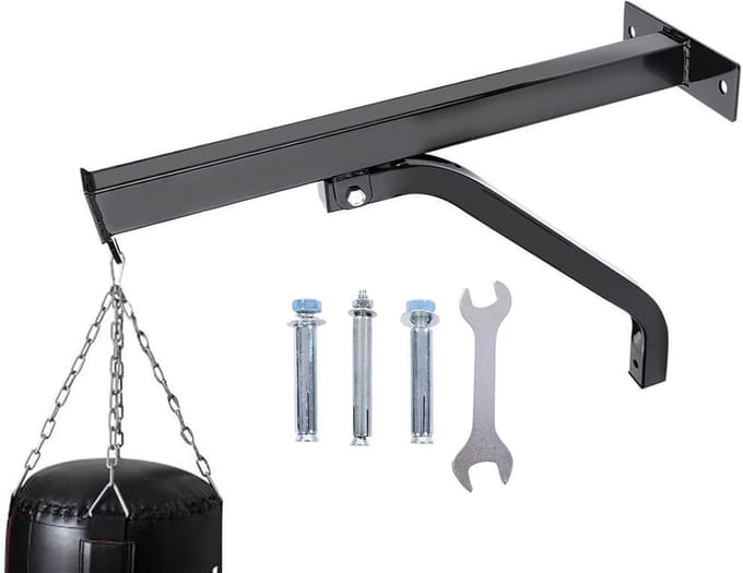Bokszakhouder - Wandmontage - Krachtraining - Versterkt staal - 52.5 cm - Zwart