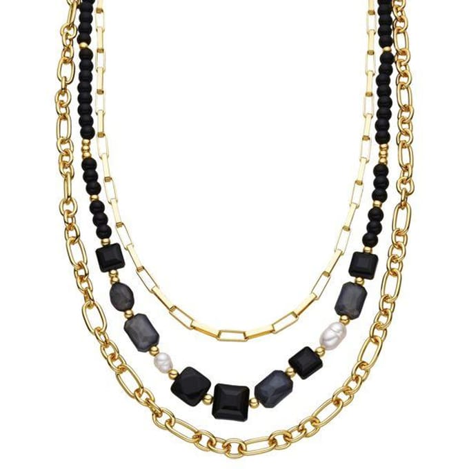 Luxenter Ketting met zwarte hars 18k gouden afwerking - Nyste zwart