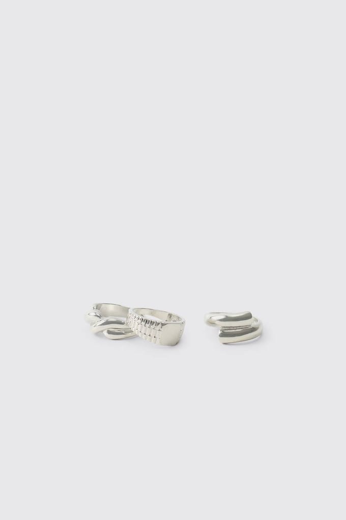 3-Pack Dikke Ringen | Silver | Size Small/Medium